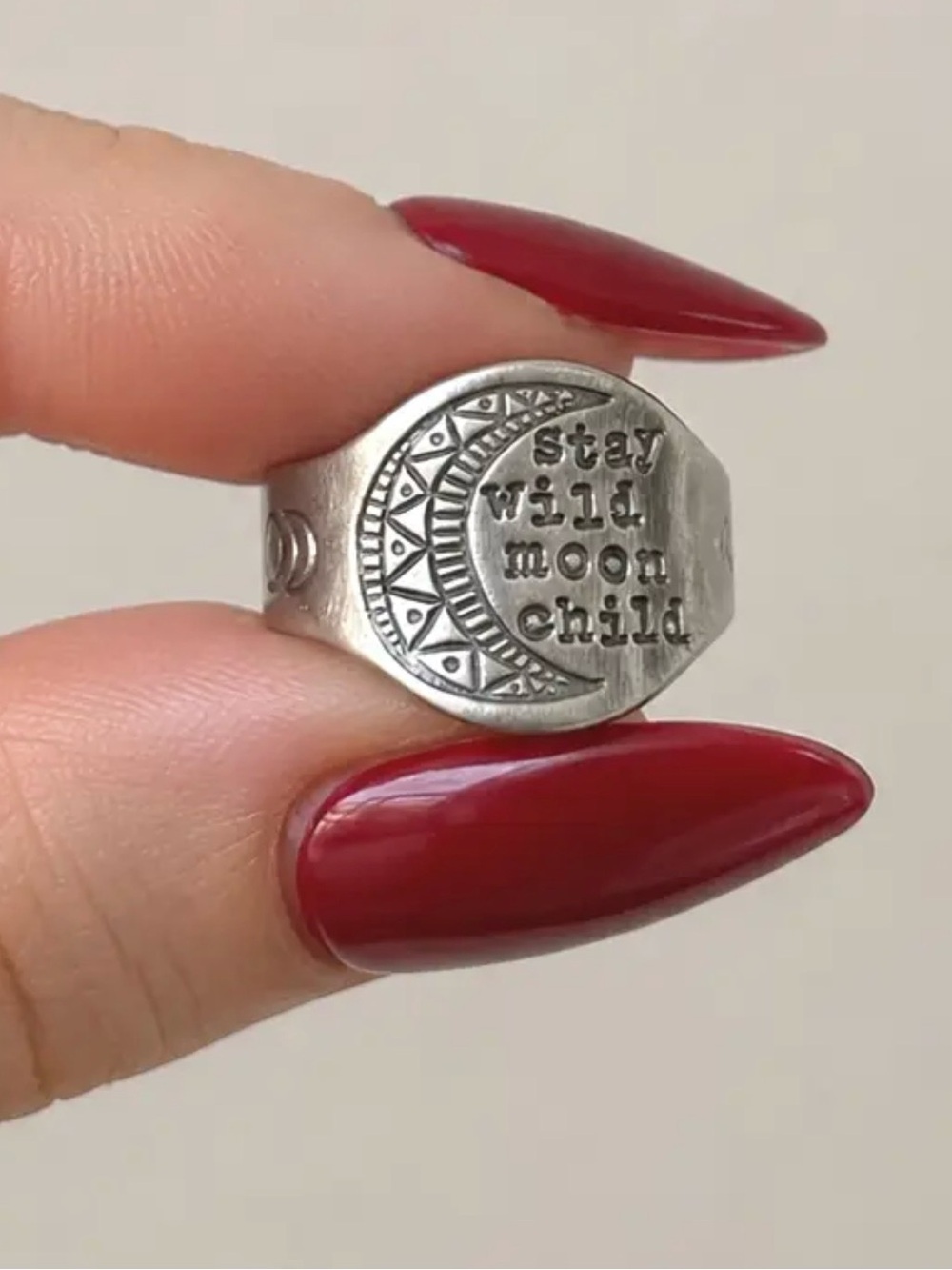 💥3/$28 New Stay Wild Moon Child Bohemian Vintage Style Moon Phase Signet Ring - Picture 9 of 16